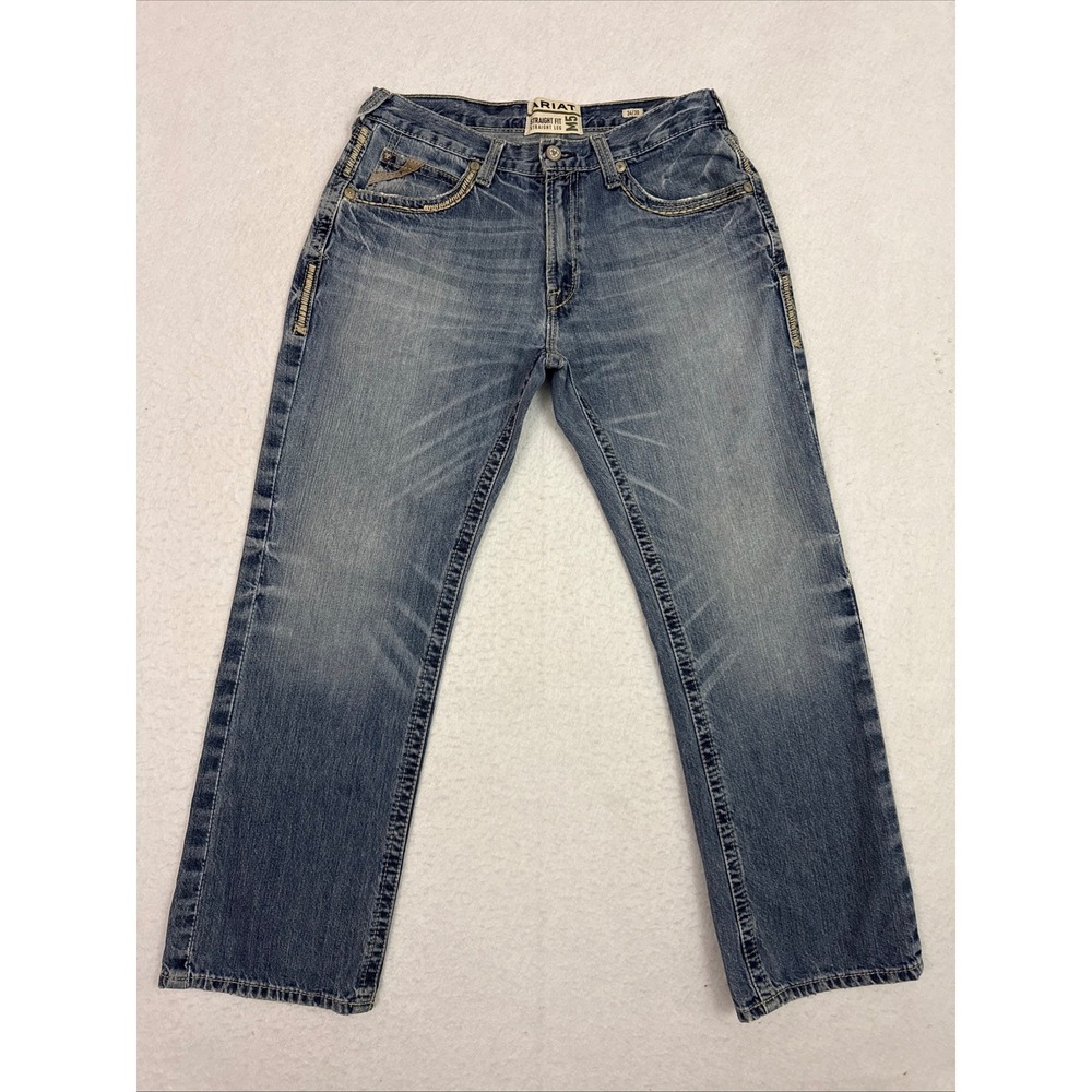 Ariat M5 Ridgeline Jeans Mens 34x30 Blue Straight Leg Western 10012703 Gambler